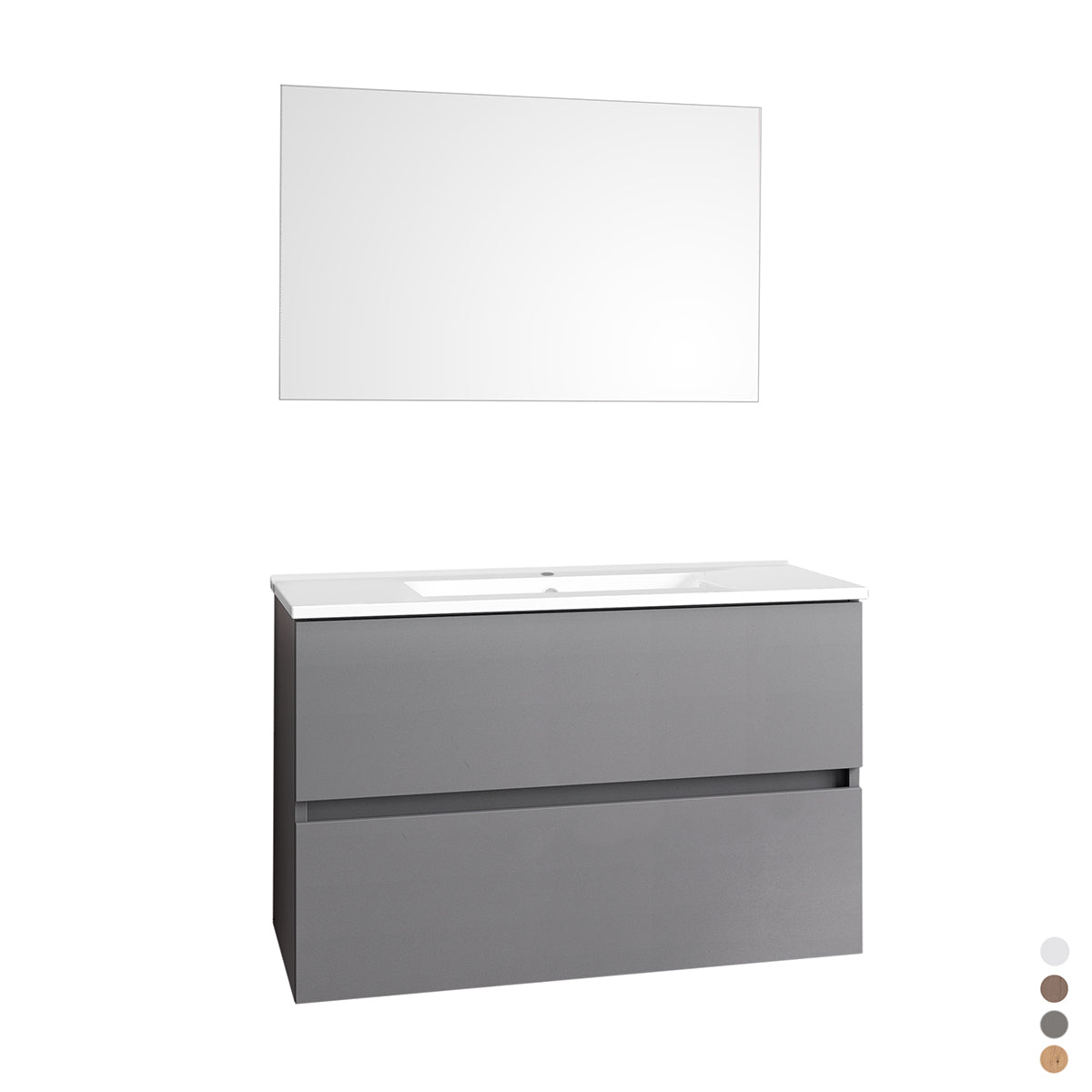 Mueble de baño suspendido Dearum en fresno oscuro - 80 x 45 x 52 cm