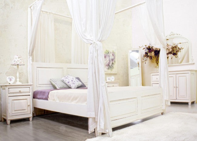 Mesita de noche Colette madera blanca 1 puerta 1 cajón 50 x 40 x 65 cm