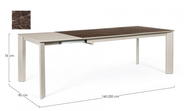 Mesa extensible Briva en marrón grisáceo brillante