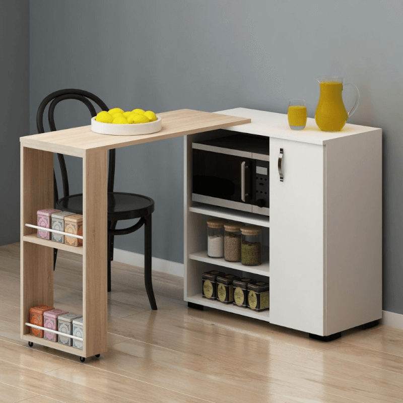 Mueble multiusos Serose con mesa plegable.