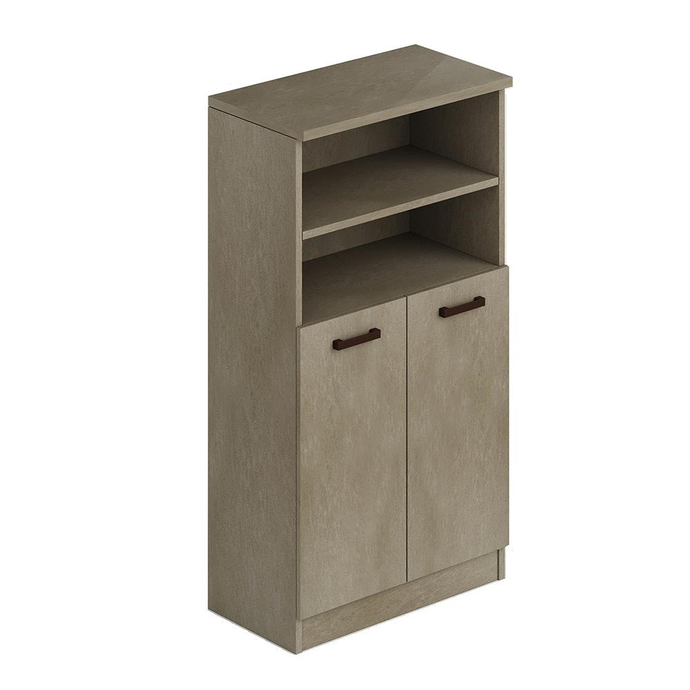 Zapatero multiusos Clay de madera revestida de melamina con 2 puertas y 4 compartimentos (2 internos y 2 abiertos) h130x71x38