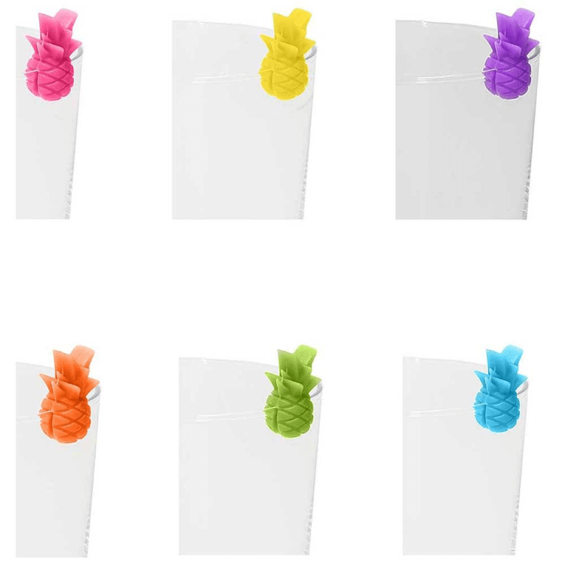 Set de 6 rotuladores Omini para copas Piña en silicona multicolor