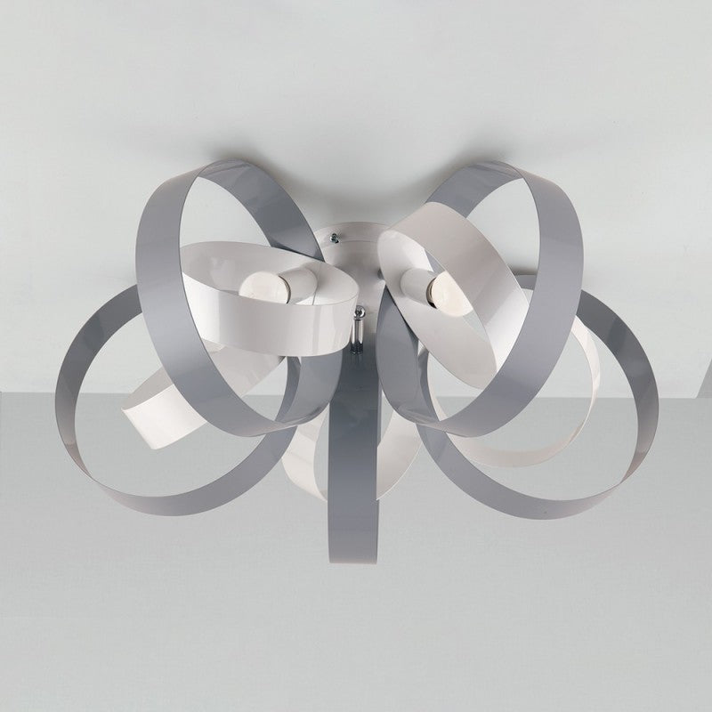 Lámpara de techo de hierro con cinco luces, blanco gris 58x h26 cm