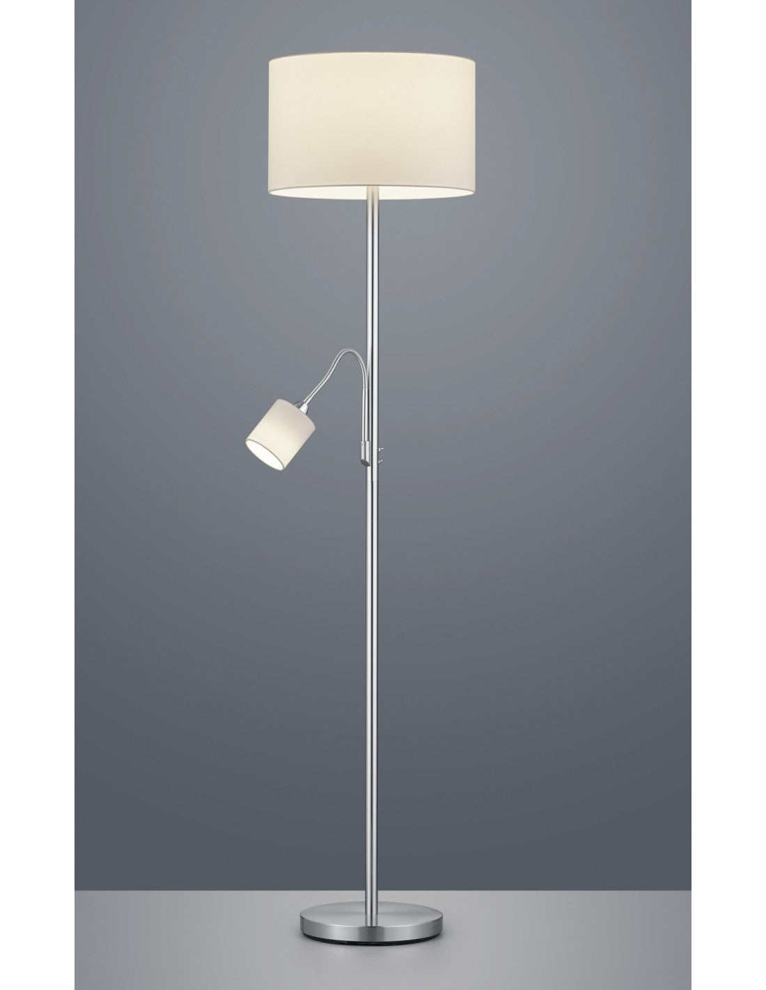 Pantalla blanca de la tela del níquel de la lámpara de pie del hotel con el punto de lectura de la iluminación del trío