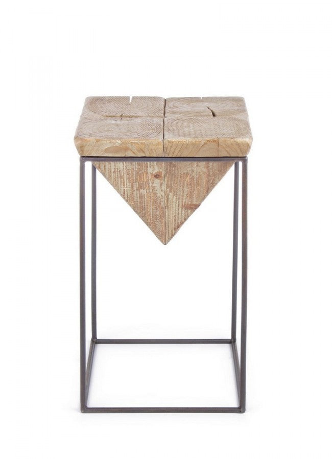 Taburete de acero con asiento de abeto PRISMY 31x31xh.55 cm