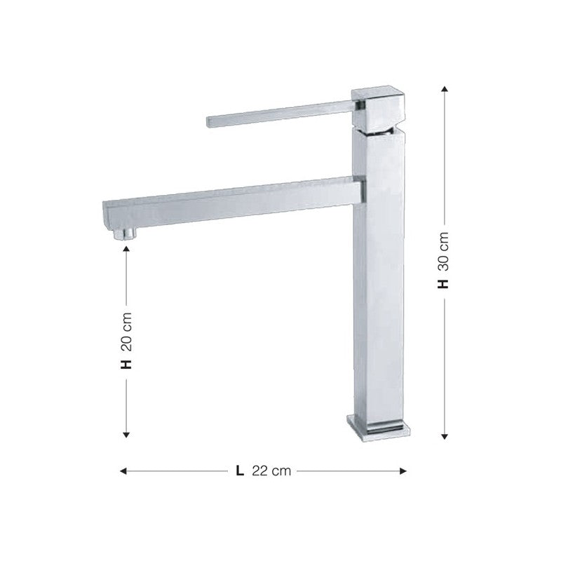 Mezclador de lavabo de baño acabado cromado h.30x22 cm