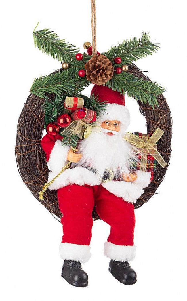 6x Corona de Papá Noel Tradicional Roja D30