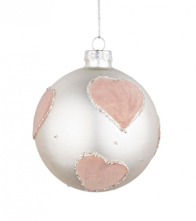 12x Esfera Vt Chic Plata Op Rosa Corazón D80