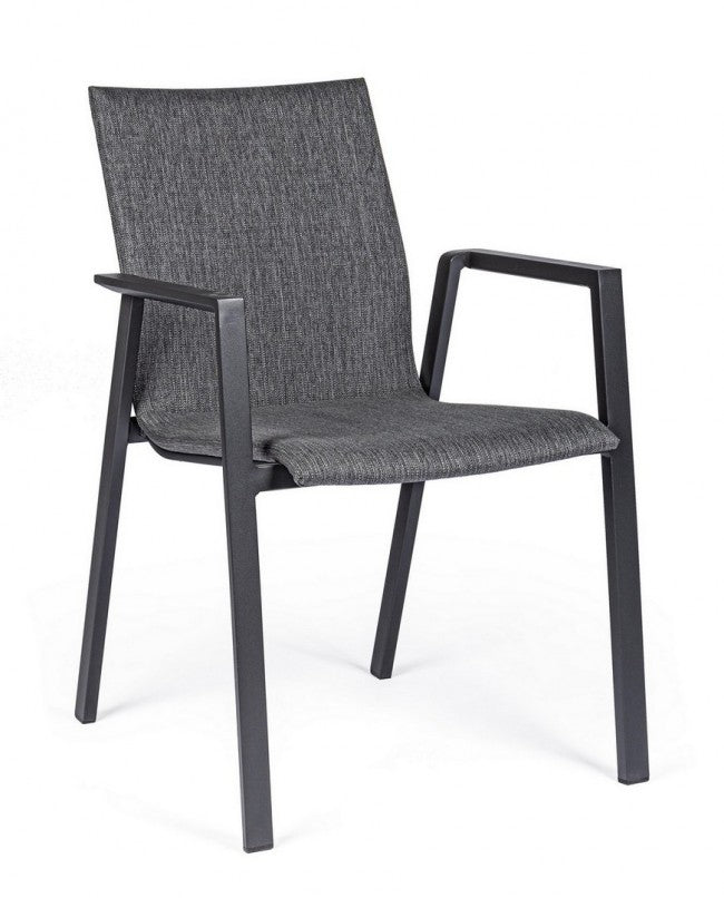 Silla de jardín antracita con brazos Bizzotto