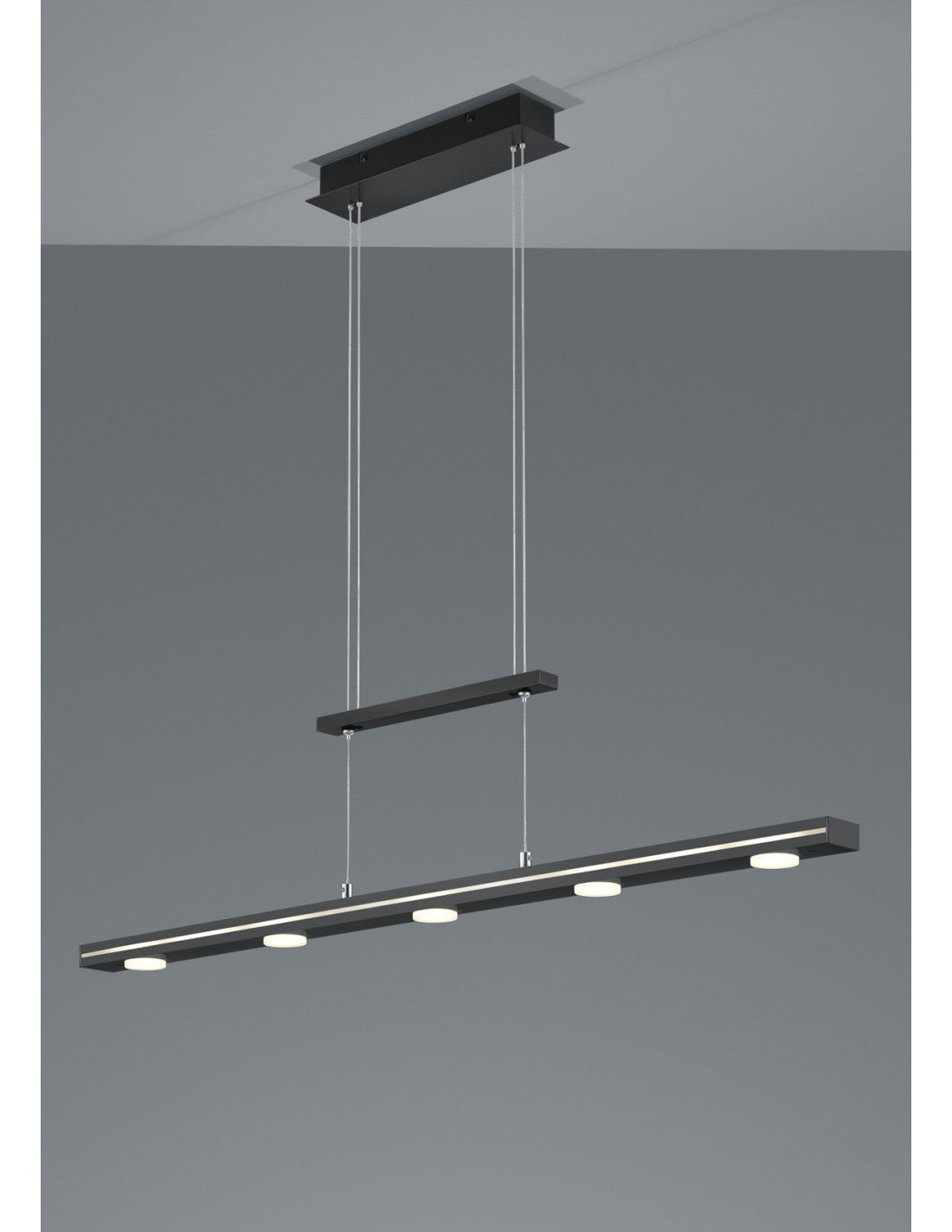 Placa rectangular de suspensión negra 7 LED arriba y abajo Lacal Trio Lighting