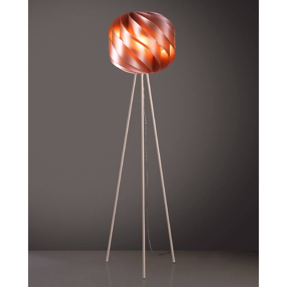 Lámpara de pie trípode en metal cobre cm. 40 x 163h