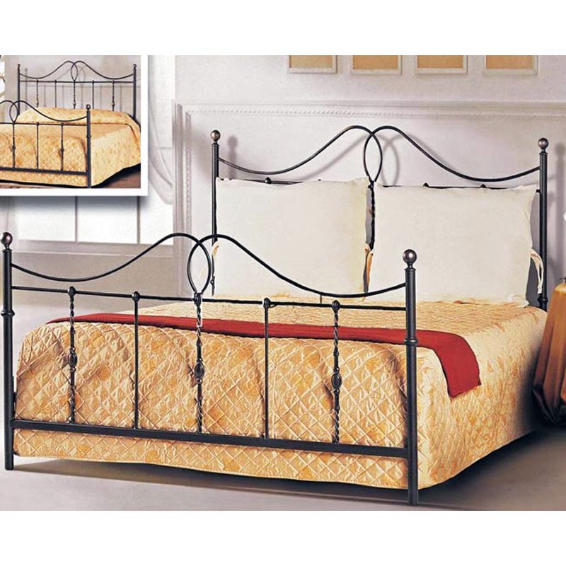 Cama doble de hierro forjado color antracita 172x202xH.130 cm