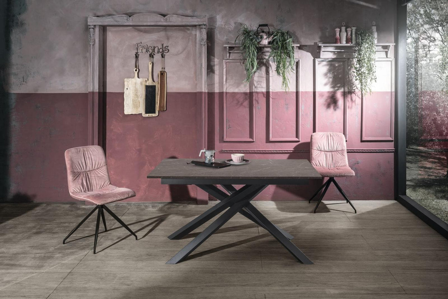 Mesa extensible antracita-negro 90 cm x 140- 190 cm Alt. 76 cm