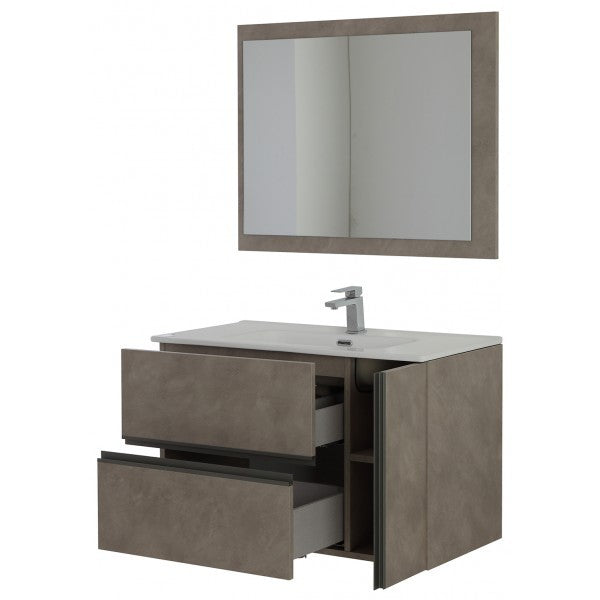 Composición de baño color fresno con dos cajones y una puerta 90x46x h57 cm