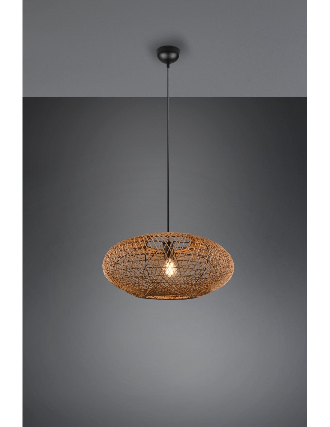 Pantalla colgante para casa de vacaciones, fibras naturales, Hedda Trio Lighting