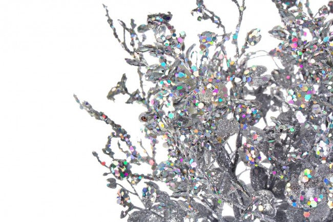 6x Corona de eucalipto D25 Plata Glitter