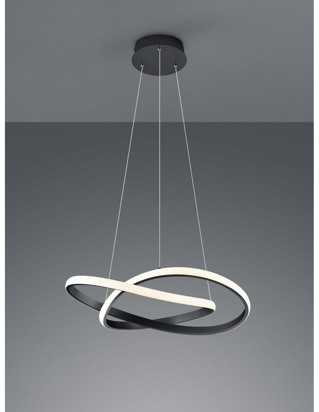 Modern Course Suspensión Negro Antracita Regulable LED 27W Ø60 cm Trio Lighting