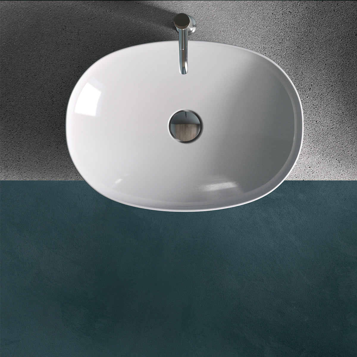 Lavabo sobre encimera ovalado sin agujero - 50x36 cm, blanco