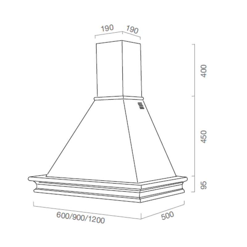Campana de cocina rústica blanca RUSTICHELLA con estructura de madera en incrustación color nogal evita 60 cm