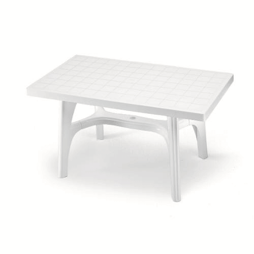 Mesa de jardín rectangular de resina 140x80xh73 cm blanco
