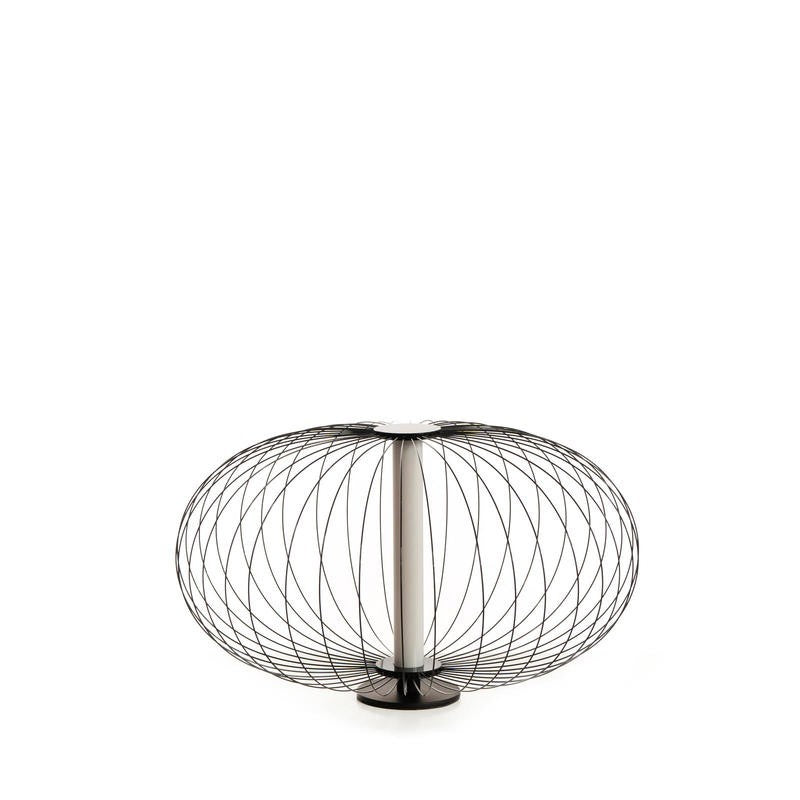 Lámpara de mesa LED con pantalla de acero negro pulido 50x50xh. 29cm