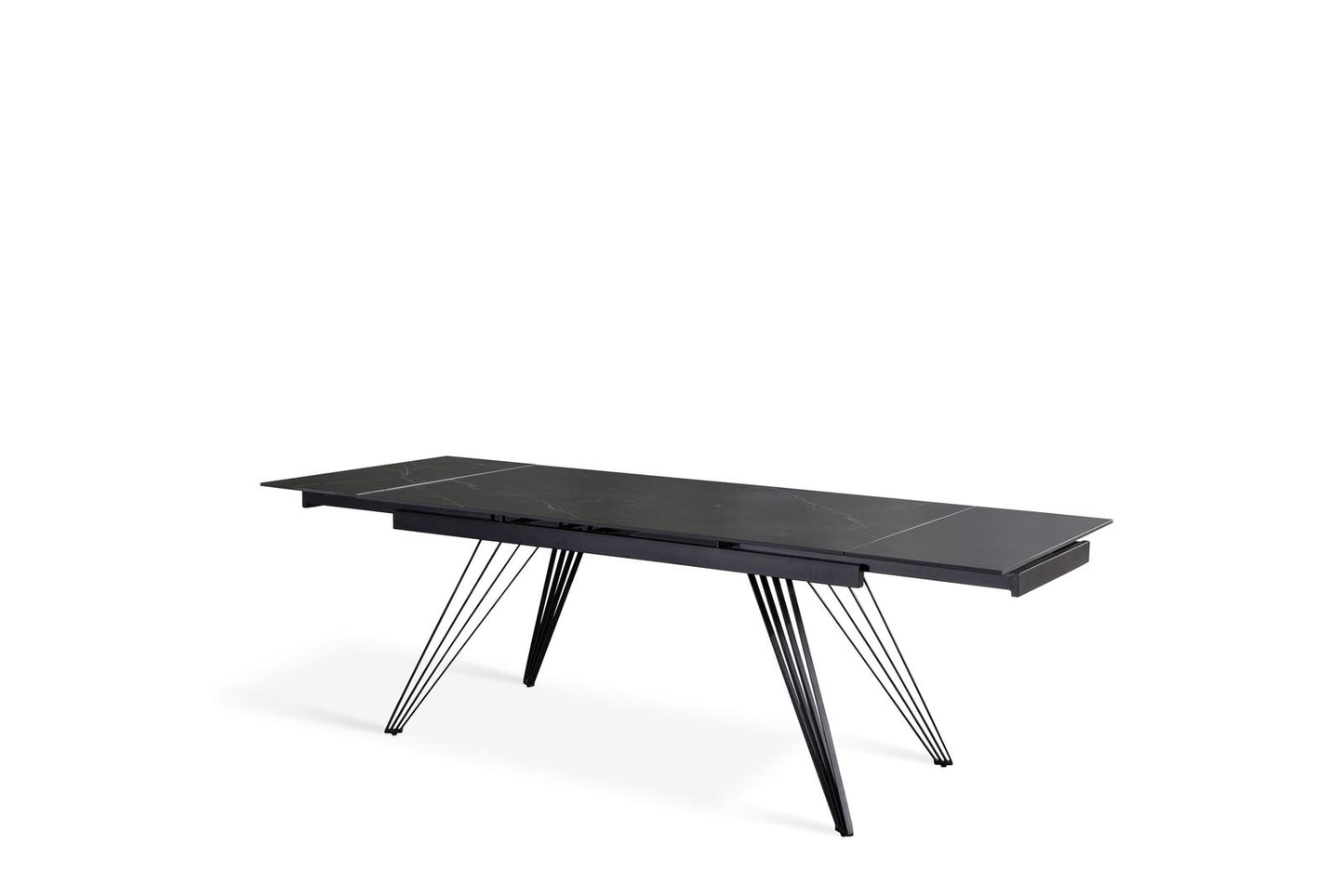 Mesa extensible negro mate 90 cm x 160-240 cm Alt. 76 cm