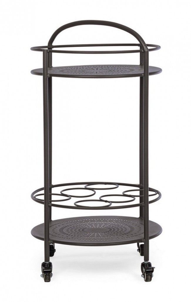 Carro para botellas de acero gris antracita