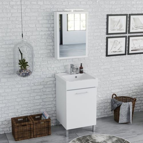 Mueble de lavado con lavabo de cerámica - Blanco clásico 50x50 cm