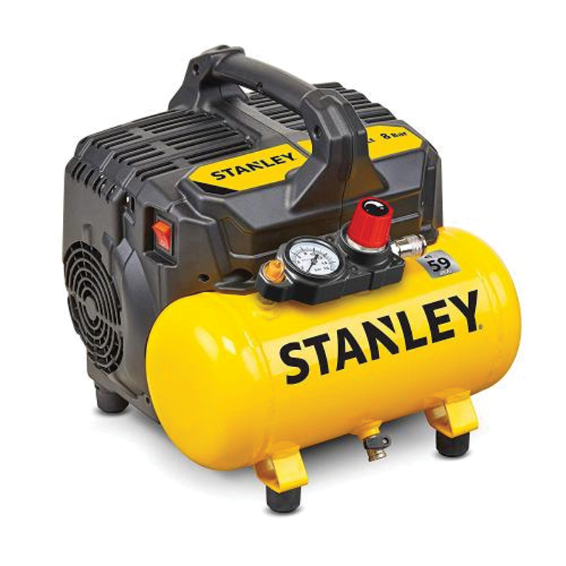 Compresor De Aire Seco Silenciado Stanley 6 Litros 1 Hp 59Db Dst 100/8/6