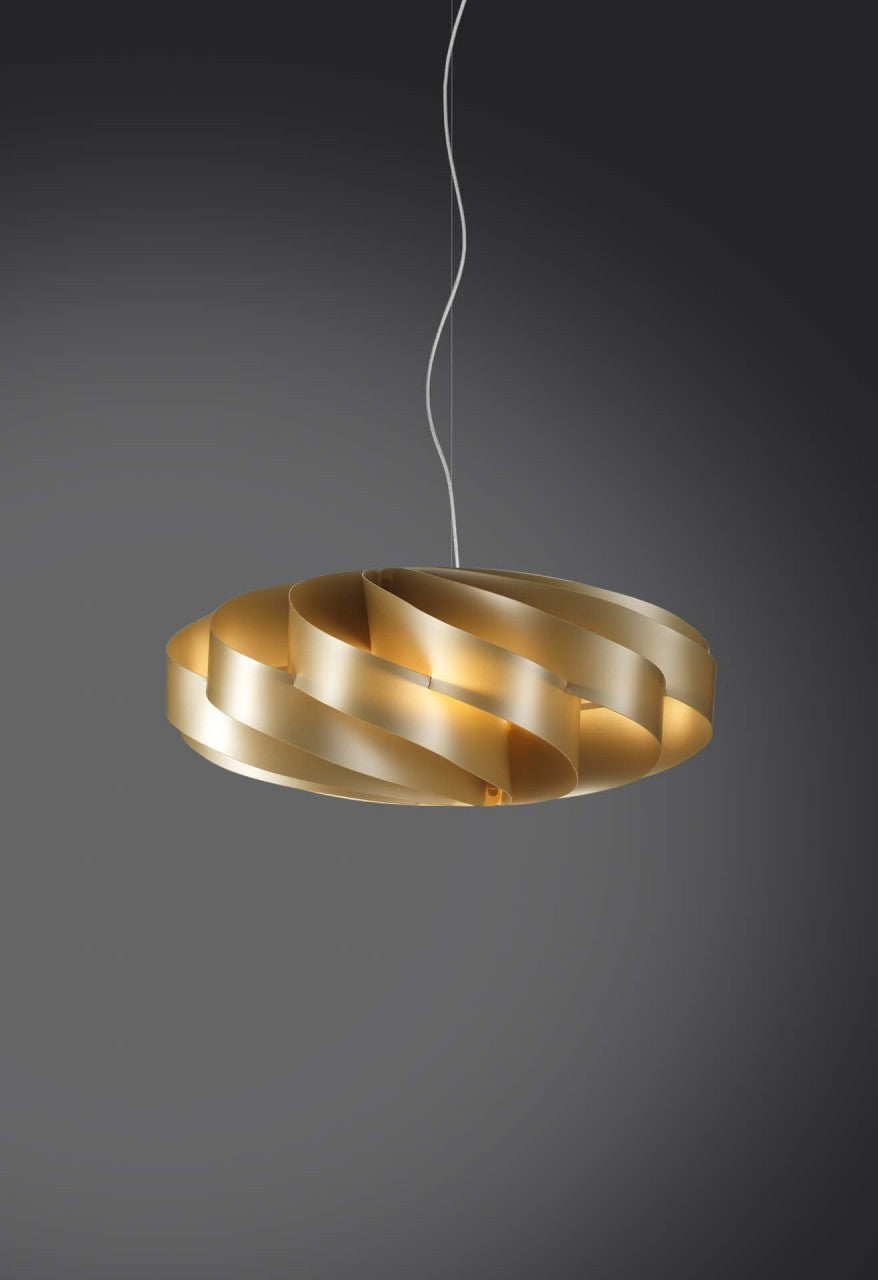 Lámpara colgante plana con 3 luces doradas 70x70xh.34 cm