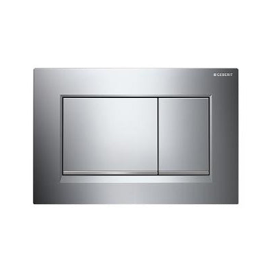 Placa Geberit "Sigma 30" de 2 botones - Blanca con borde inferior cromado