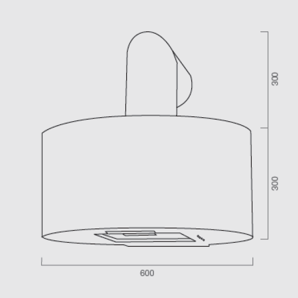 Campana extractora CURVE en acero inoxidable plateado Ø60 cm