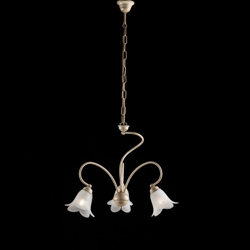 Lámpara de salón de hierro Ivory Gold con tres luces, pantalla 50x h46 cm