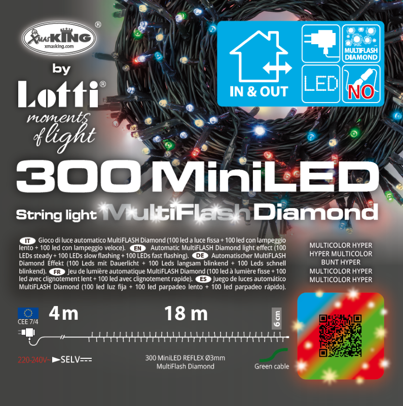 300 MiniLED MultiFLASH cadena multicolor 18m