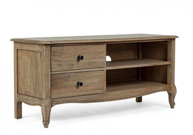 Mueble TV de madera de estilo clásico con 2 cajones