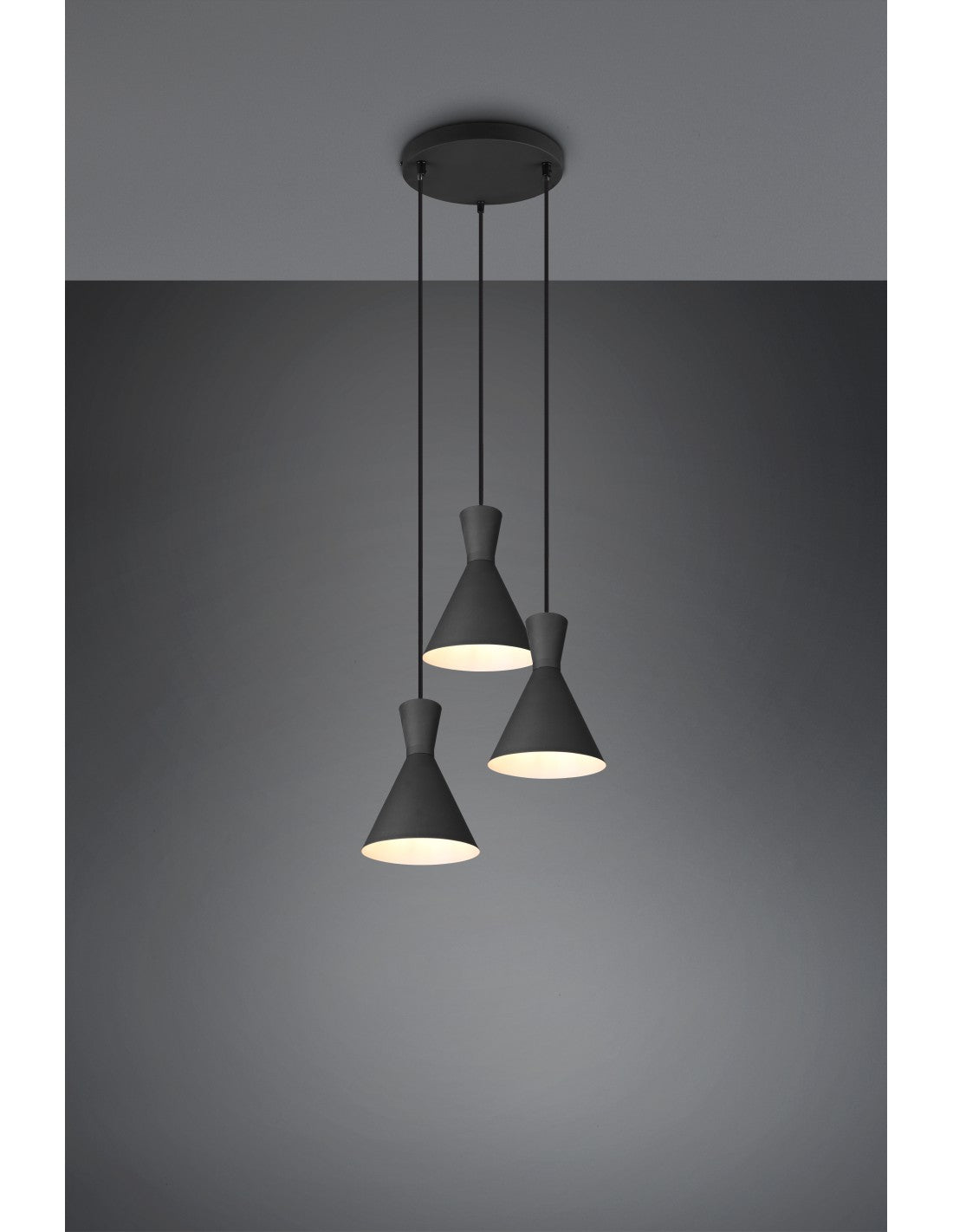 Lámpara Enzo Redonda 3xE27 Negro Mate Trio Lighting