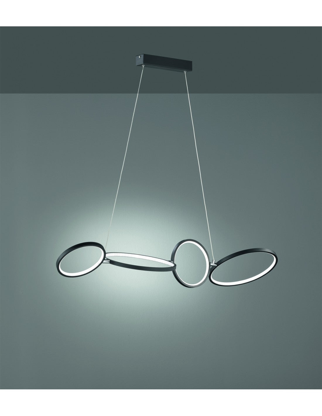 Rondo Suspensión 4 Círculos LED Negro L110 cm Trio Lighting