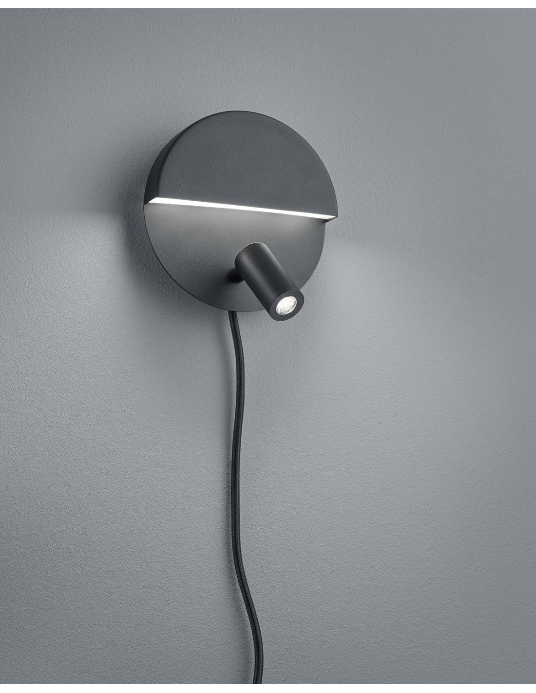 Lámpara de pared moderna de doble emisión Mario negro con foco ajustable Trio Lighting