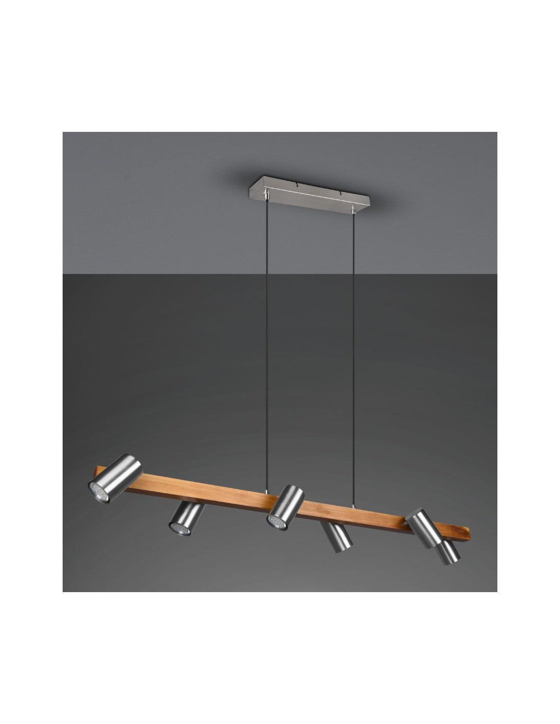 Suspensión de isla de madera 6 puntos de níquel cilíndricos ajustables Marley Trio Lighting