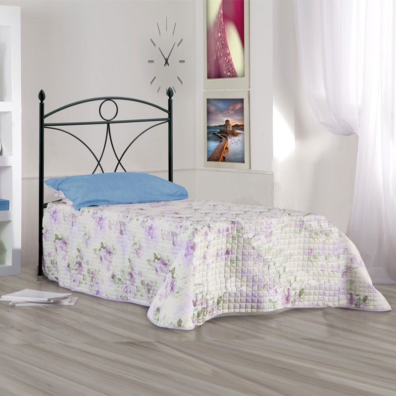 Cama individual de hierro con estructura de hierro negro ALICE 92x208x h128 cm