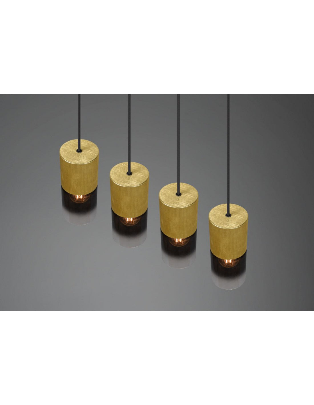 Lámpara De Suspensión Island 4 Cilindros De Latón Con Vidrio Ahumado Robin Trio Lighting