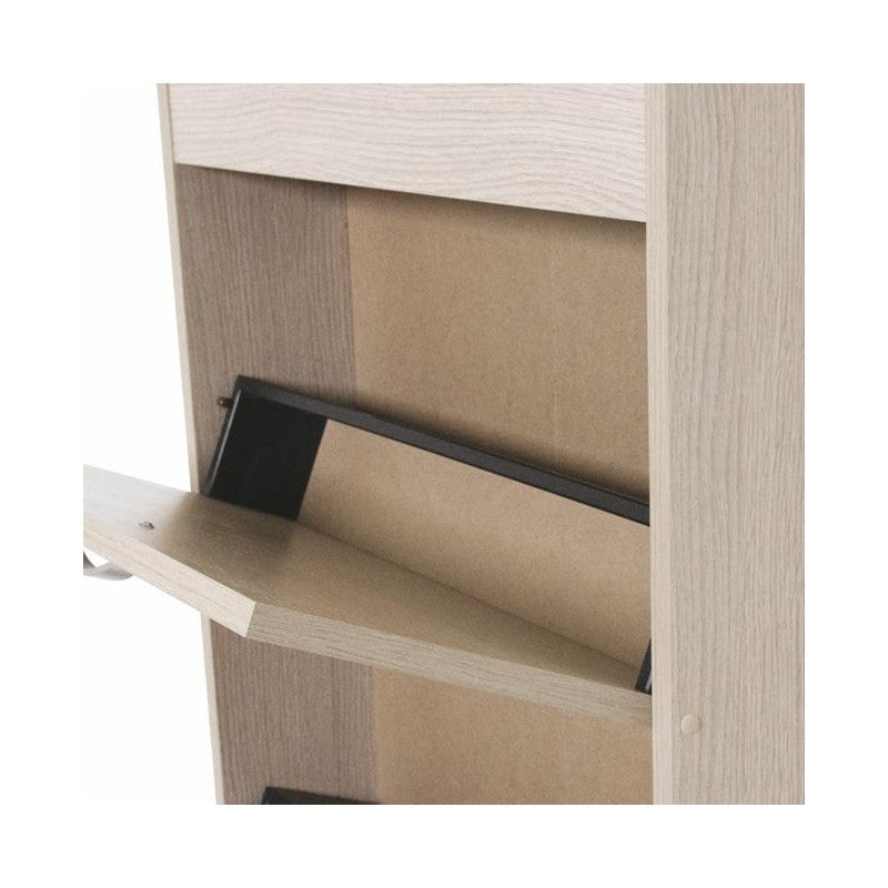 Zapatero Slim de madera de melamina con 3 solapas de olmo 108x65x15 cm