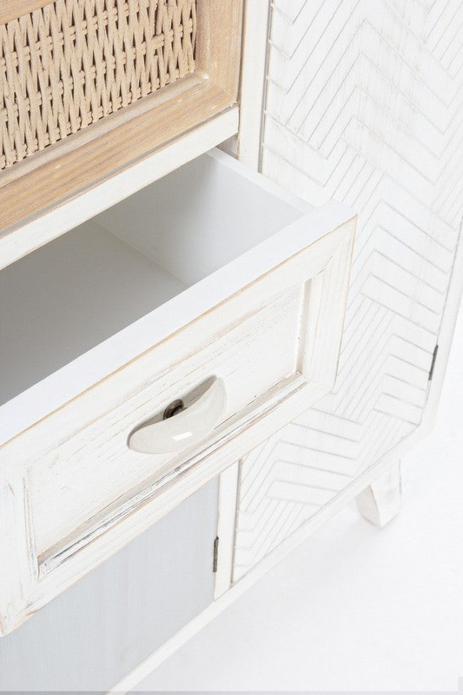 Aparador tres puertas dos cajones madera blanca CLOTILDE 87x36x h80 cm