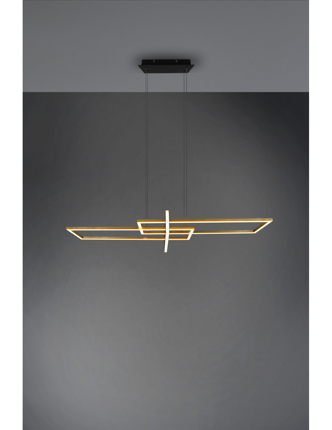 Salinas Suspensión 3 Rectángulos LED 34w Oro-Negro L110 cm Regulable Trio Lighting
