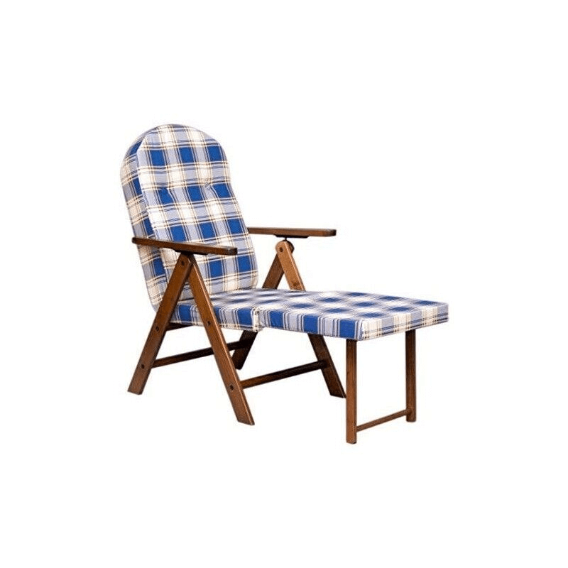 Sillón Amalfi con reposapiés de tartán azul