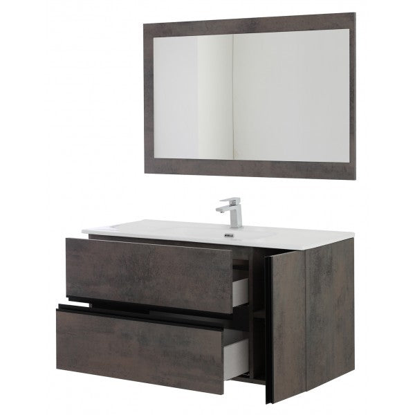 Composición de baño color fresno con dos cajones y una puerta 110x46x h57 cm