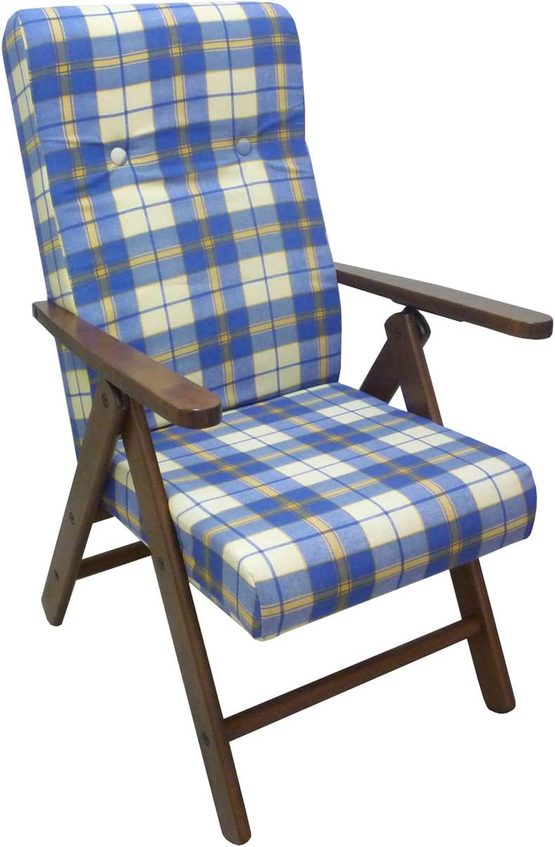 Sillón reclinable Molisana escocés azul en madera de haya