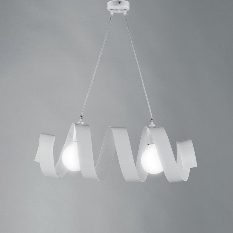 Lámpara colgante moderna de hierro con dos luces Blanco 54x h20 cm