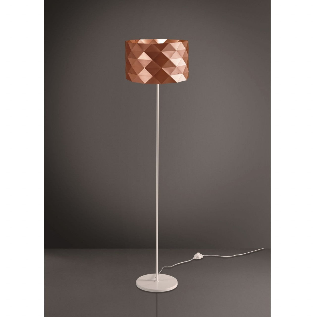 Lámpara de pie con base y tallo de metal cobre 40 x 153 h