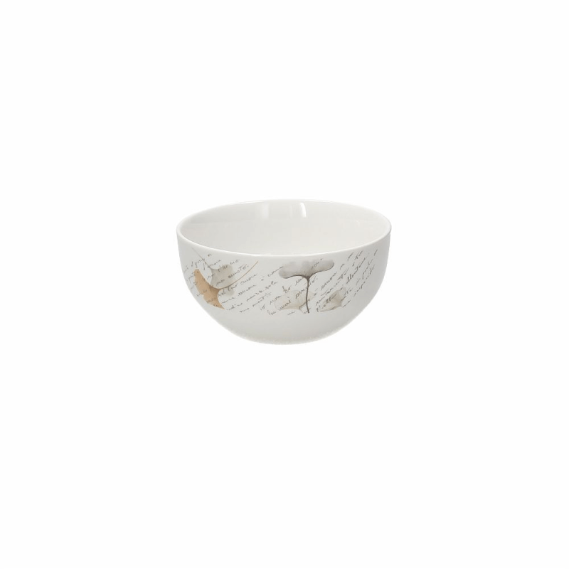 Cuenco romántico 630 cc Poesía Porcelana Beige Linhea Madison